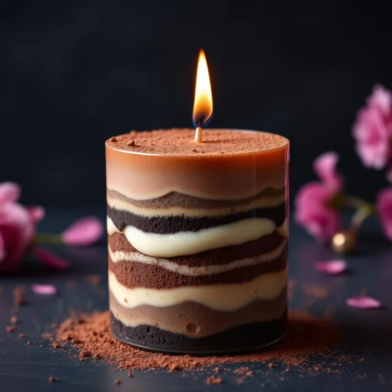 Gourmet edible candle: Layered Tiramisu
